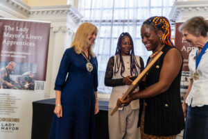 The Lady Mayor, Kemi's mum, Kemi and Deborah White, first female Master of the Haberdashers Company.